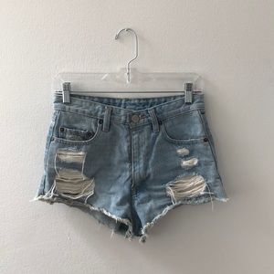 High waisted degreaser denim shorts - size 27